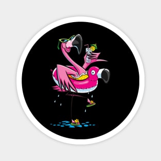 Flamingo drinks wine funny summer holiday tropical Magnet